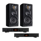 Audiolab 7000A Integrated Amplifier (Black) + Audiolab 7000CDT CD Transport (Black) + Wharfedale EVO4.2 Bookshelf Speakers - Pair (Black)