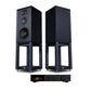 Wharfedale Linton 3-way standmount speaker with stands (Black) + Audiolab 9000A Integrated Amplifier (Black)