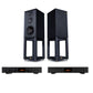 Audiolab 7000CDT CD Transport (Black) + Audiolab 7000A Integrated Amplifier (Black) + Wharfedale Linton 3-way standmount speaker with stands - Pair (Black)