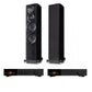 Audiolab 9000CDT CD Transport (Black) + Audiolab 9000A Integrated Amplifier (Black) + Wharfedale EVO4.3 Floorstanding Speakers - Pair (Black)