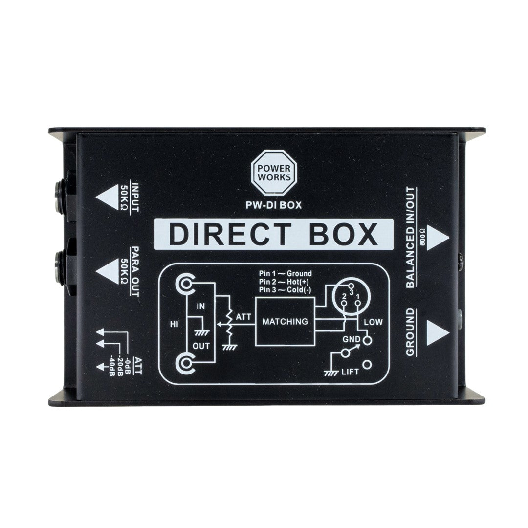 Power Works PW-DI-1 Professional DI-Box - Each - Black