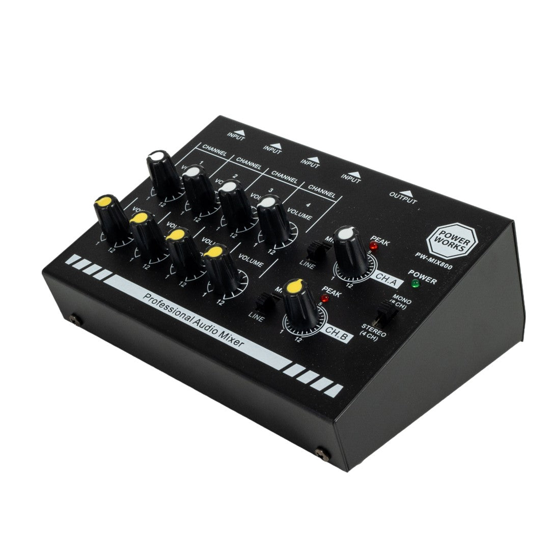 Power Works PW-MIX800 8-Channel Analogue Mixer - Each - Black