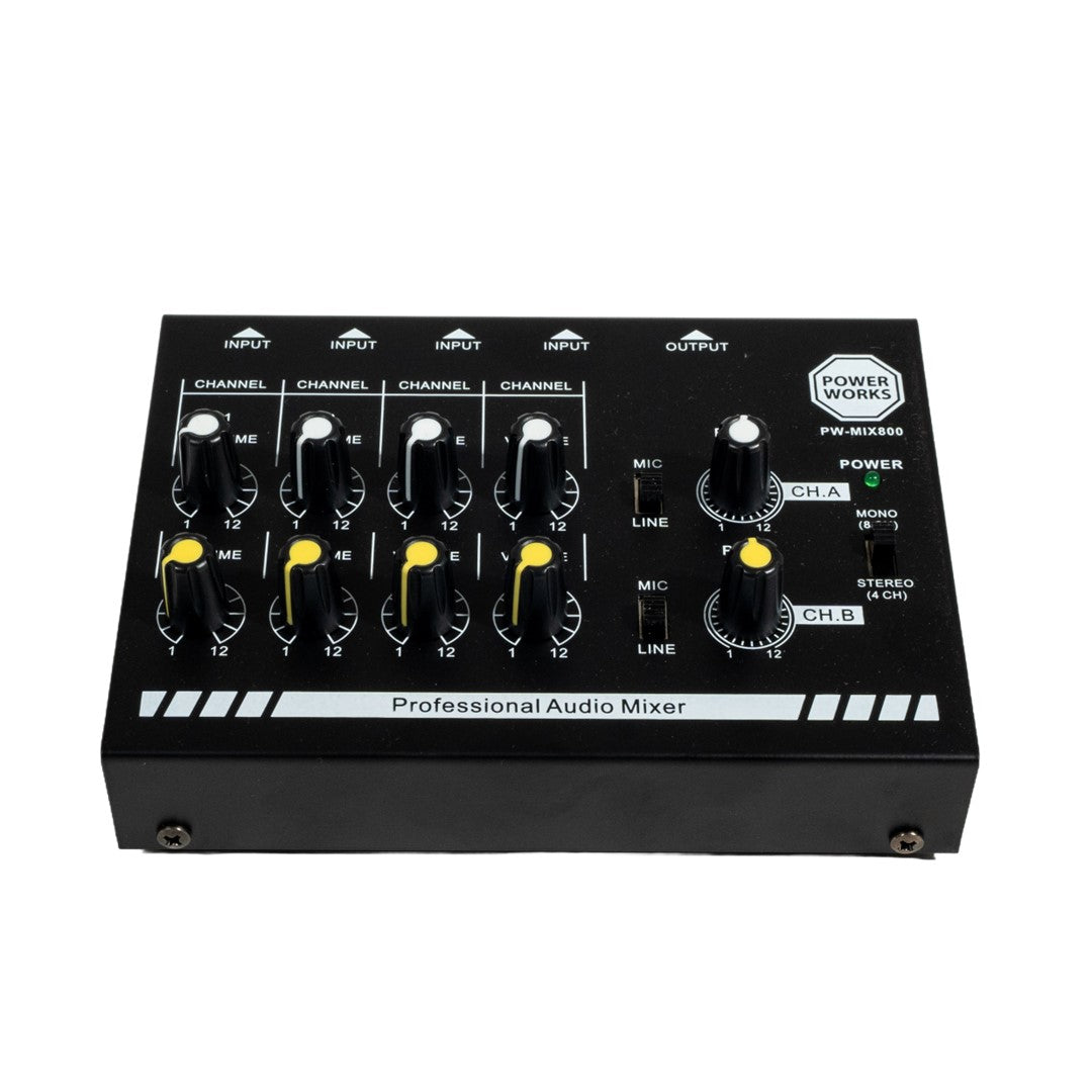 Power Works PW-MIX800 8-Channel Analogue Mixer - Each - Black