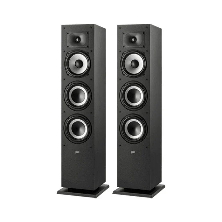 Polk Audio Monitor XT60 Floorstanding Speakers - Pair (Black) + Denon AVR-S670H AV Receiver (Black)