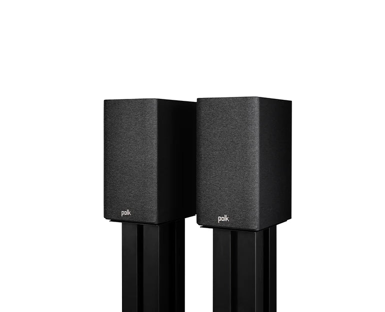 Polk Reserve R100 Bookshelf Speakers - Pair (Black) + WiiM Amp Pro Multiroom Streaming Amplifier (Silver)