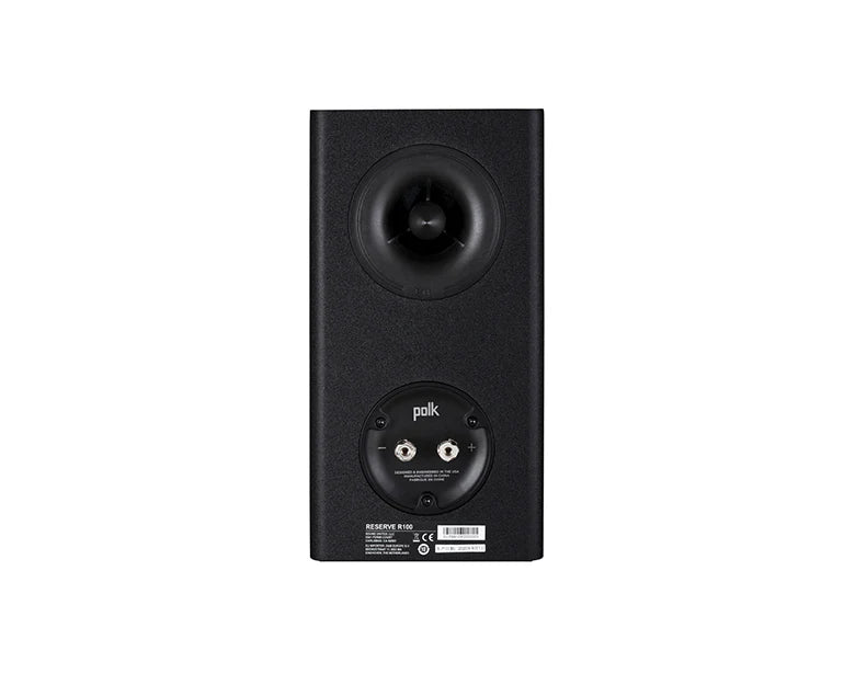 Polk Reserve R100 Bookshelf Speakers - Pair (Black) + WiiM Amp Pro Multiroom Streaming Amplifier (Silver)