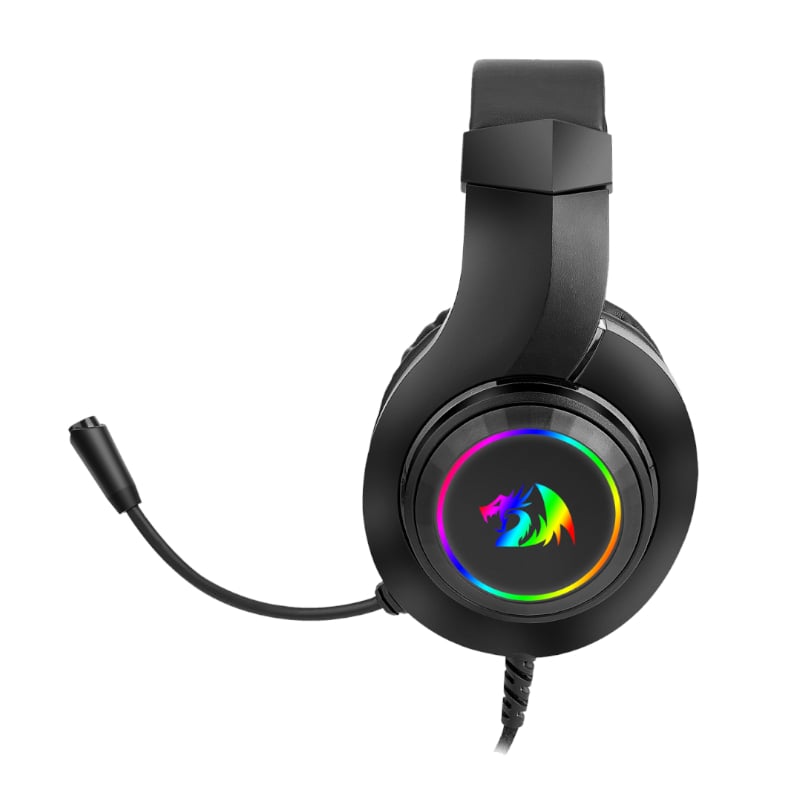 REDRAGON Over-Ear HYLAS Aux (Mic & Headset)|USB (Power Only) RGB Gaming Headset – Black