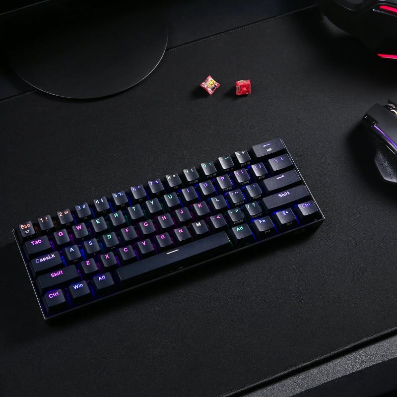 REDRAGON DRACONIC PRO Mechanical 61 Key|Bluetooth 5.0|RGB 9 Colour Modes|Rechargable Battery|Type-C Charging Cable Gaming Keyboard – Black