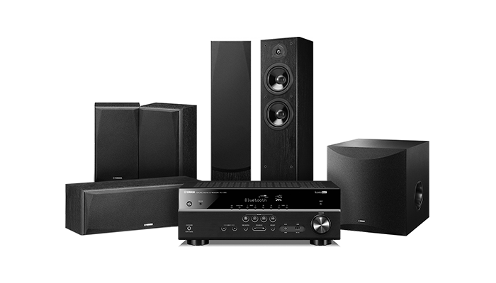 Yamaha NS 5.1 Home Theatre Speaker Package + Yamaha RX-V385 AV Receiver (Black)