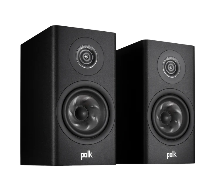 Polk Reserve R100 Bookshelf Speakers - Pair (Black) + WiiM Amp Pro Multiroom Streaming Amplifier (Silver)