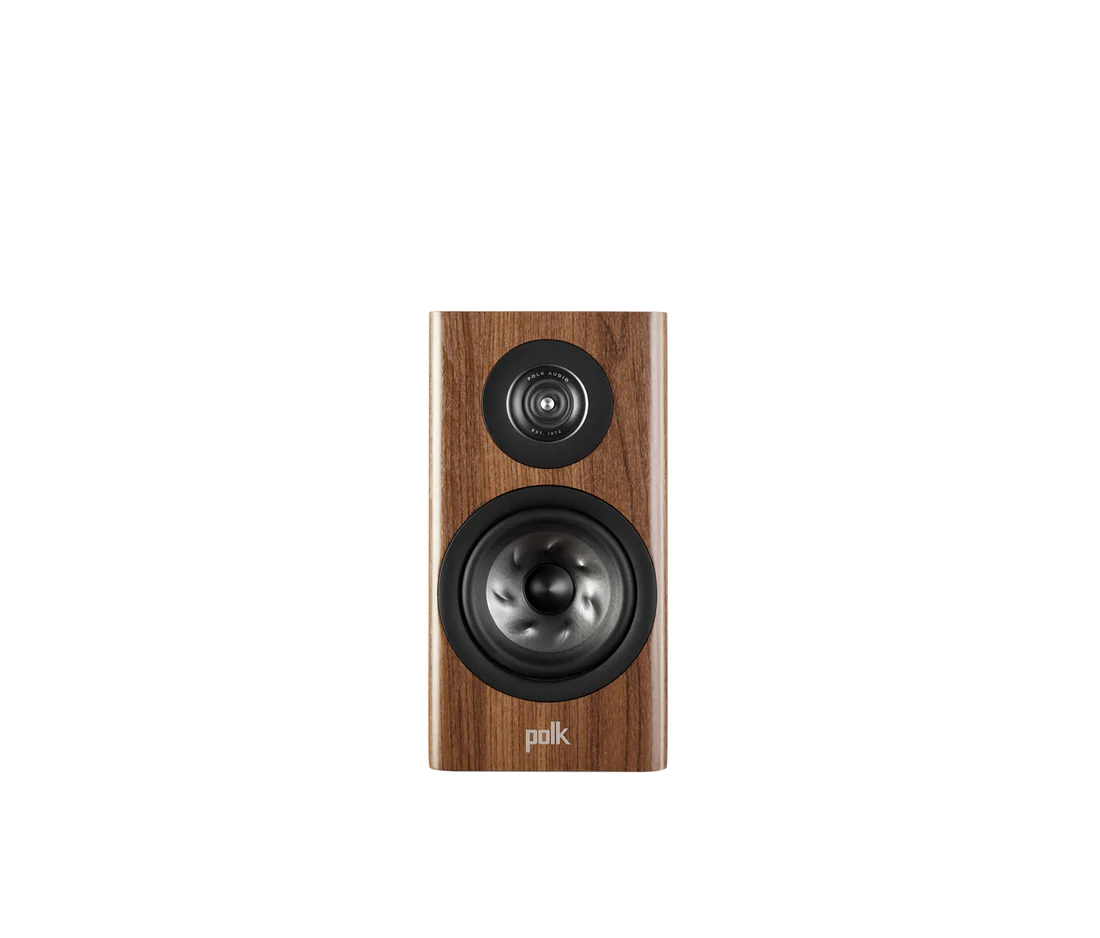 Polk Reserve R100 Bookshelf Speakers - Pair (Walnut) + WiiM Amp Pro Multiroom Streaming Amplifier (Silver)