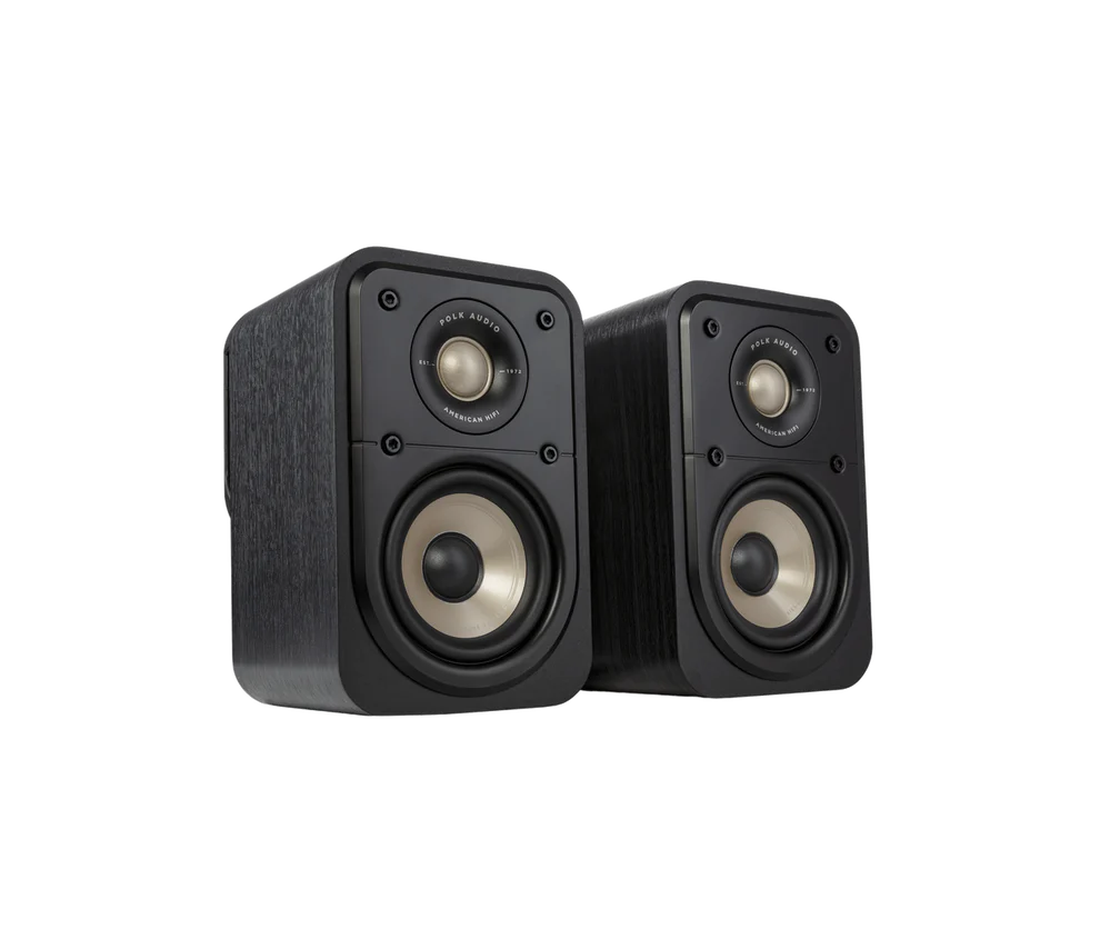 Polk ES10 Bookshelf Speakers (Black) + WiiM Amp (Grey)