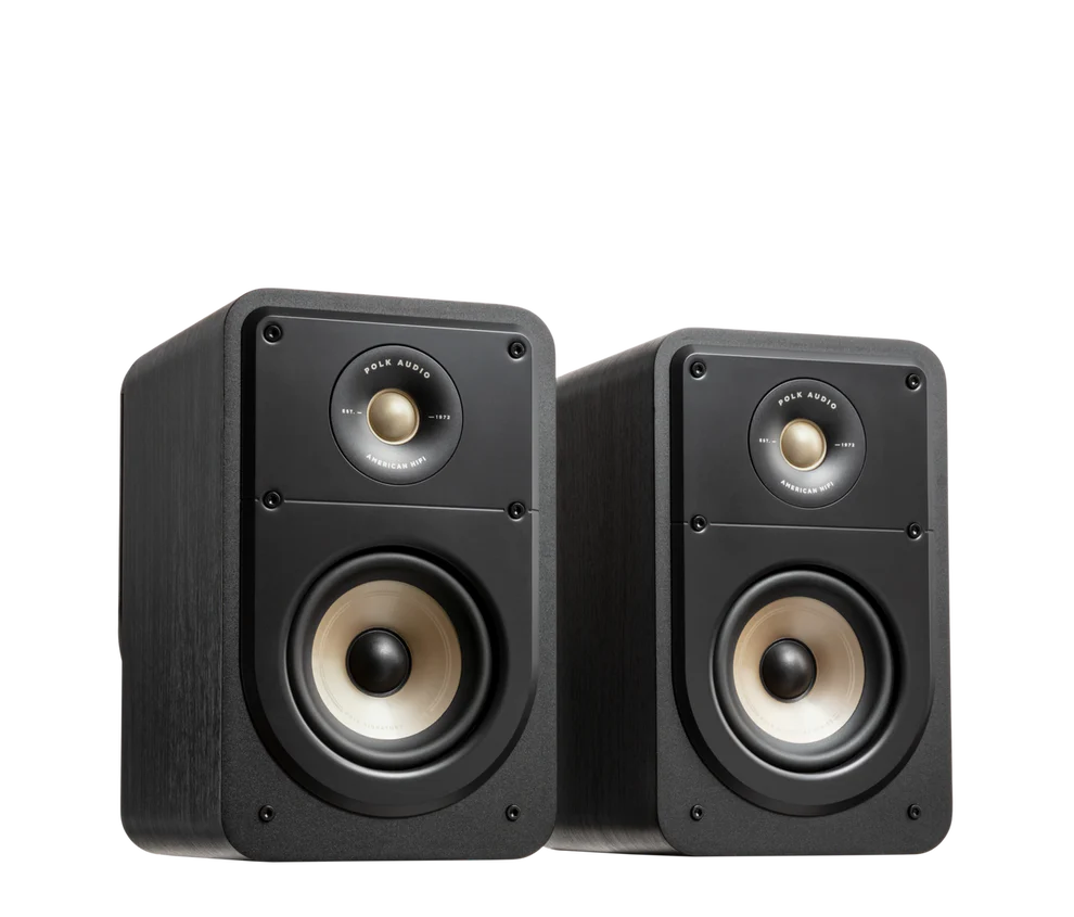 Polk ES15 Bookshelf Speakers (Black)+ WiiM Amp (Grey)