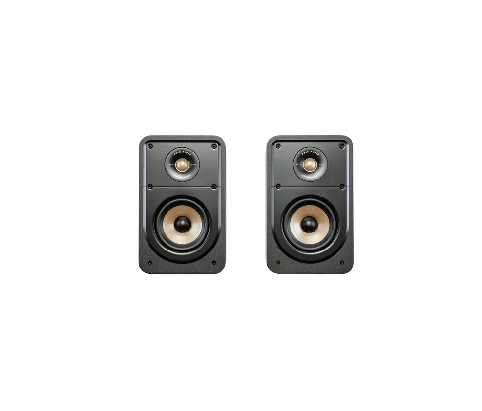 Polk ES15 Bookshelf Speakers (Black)+ WiiM Amp (Grey)