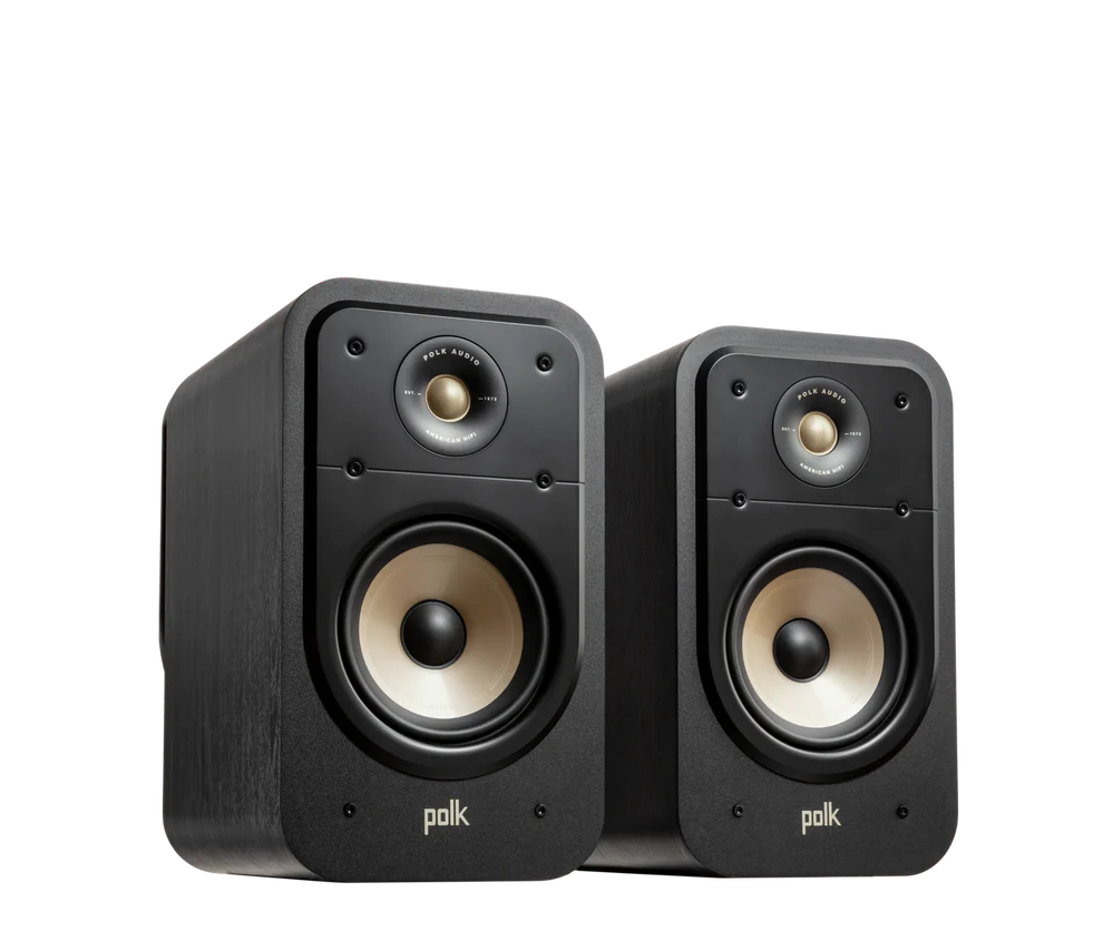 Polk ES20 Bookshelf Speakers (Black)+ WiiM Amp (Grey)