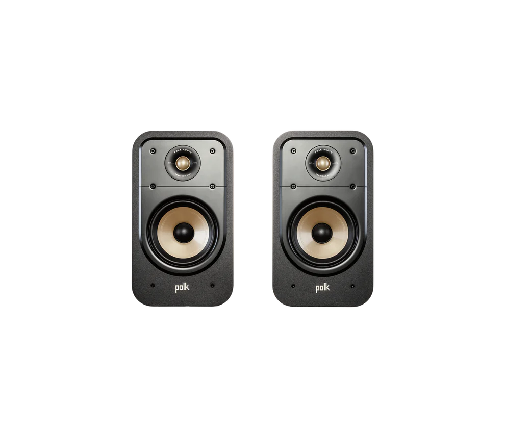 Polk ES20 Bookshelf Speakers (Black)+ WiiM Amp (Grey)