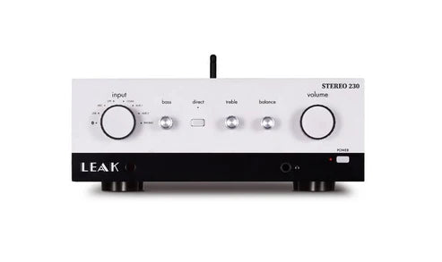 Wharfedale Linton 3-way standmount speaker with stands - Pair (Black) + Leak Stereo 230 Integrated Amplifier (Silver)