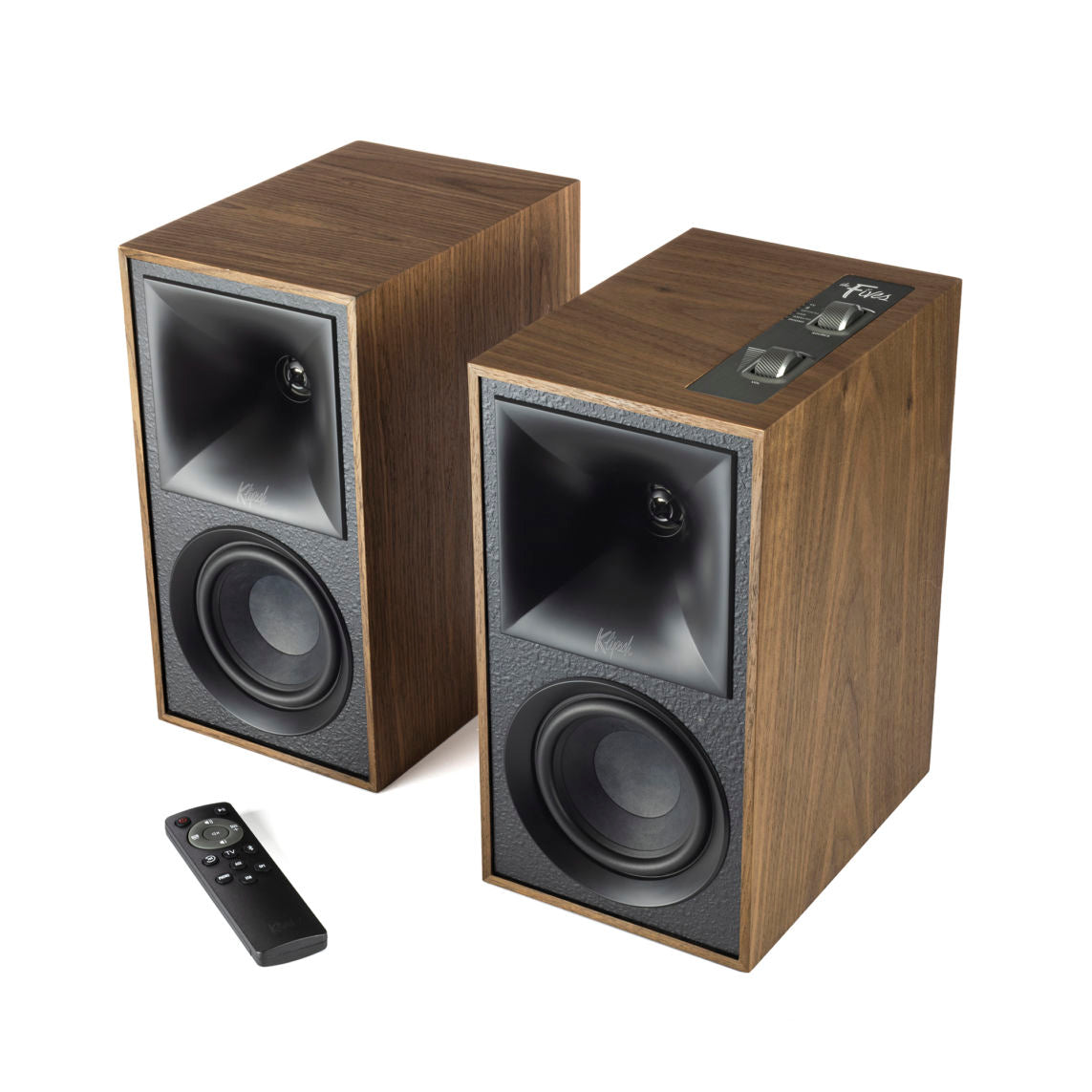 Klipsch The Fives Stereo Powered Speakers - Walnut (Pair) + Klipsch R-101SW Subwoofer - Black (Each)