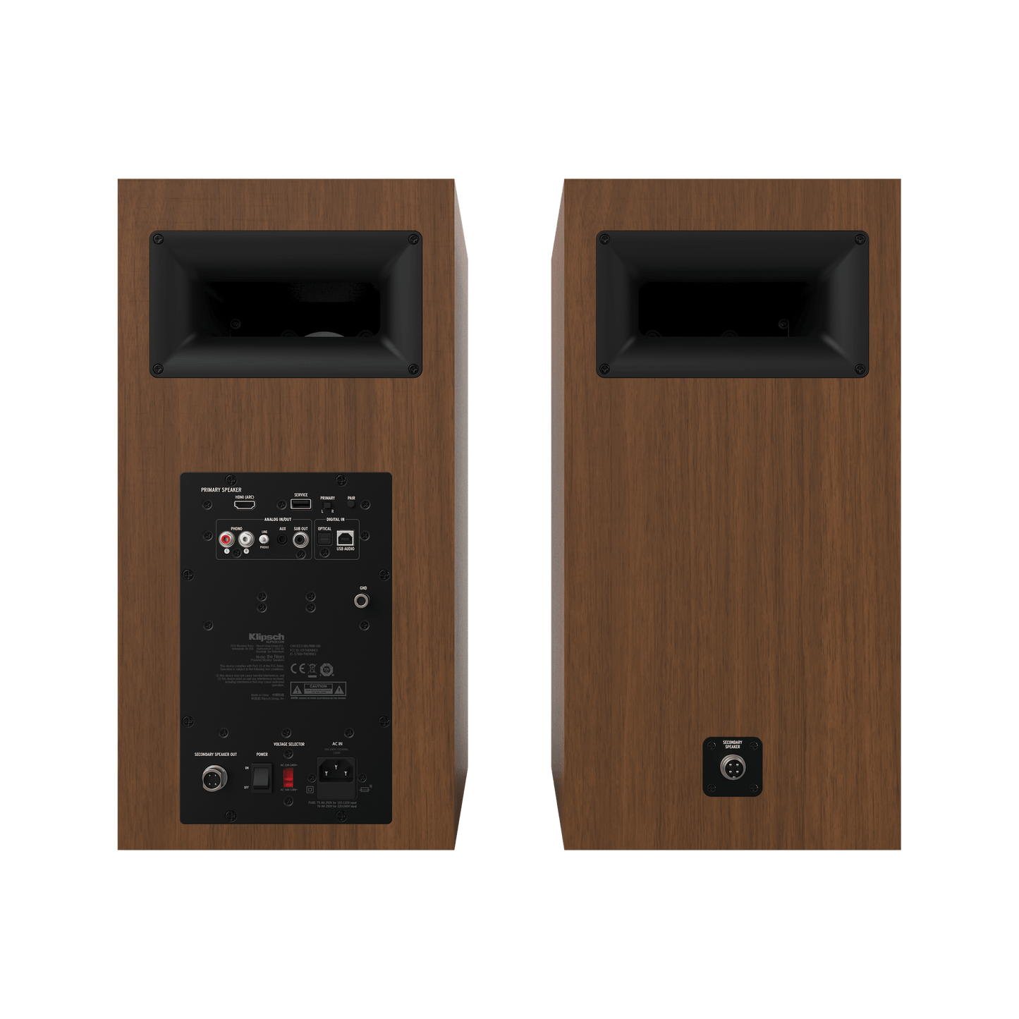 Klipsch The Nines 8" Powered Speakers - Walnut (Pair) + Klipsch R-101SW Subwoofer - Black (Each)