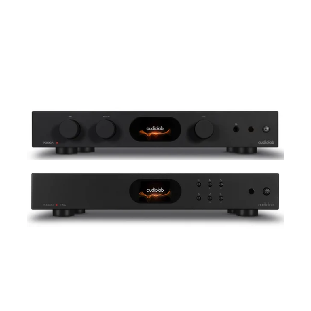 Audiolab 7000A Integrated Amplifier (Black) + Audiolab 7000N Play Wireless Audio Streamer (Black)