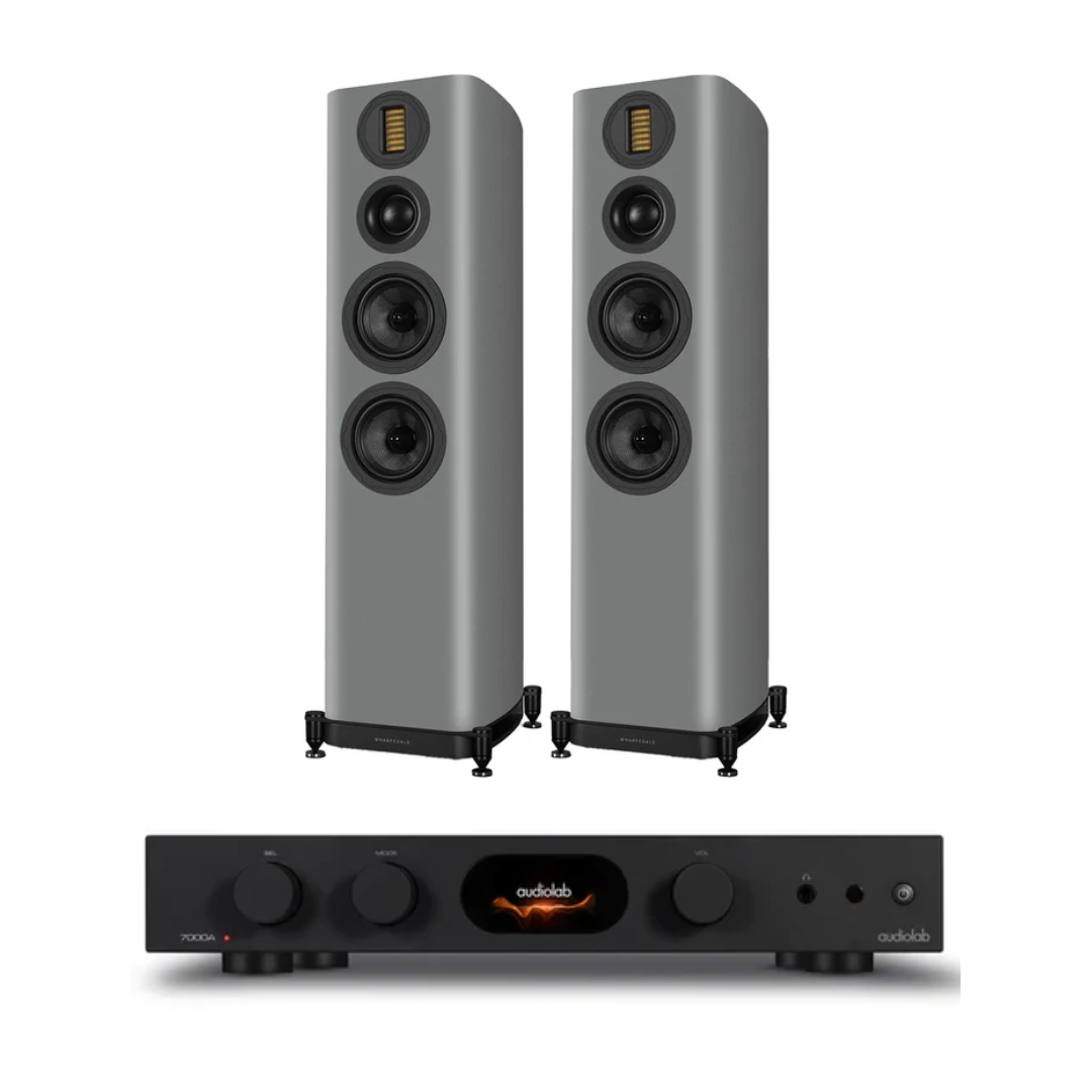 Audiolab 7000A Integrated Amplifier (Black) + Wharfedale EVO 5.4 Floorstanding Speakers - Pair (Grey)