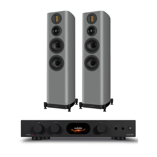 Audiolab 7000A Integrated Amplifier (Black) + Wharfedale EVO 5.4 Floorstanding Speakers - Pair (Grey)