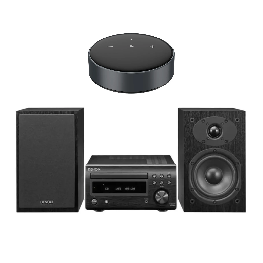 Denon D-M41 Hi-Fi System with CD, Bluetooth and FM/AM Tuner (Black) + Wiim Mini Streamer - Each (Black)
