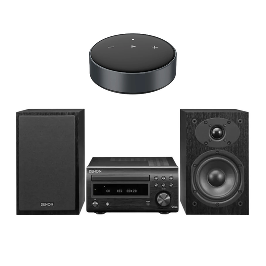 Denon D-M41 Hi-Fi System with CD, Bluetooth and FM/AM Tuner (Black) + Wiim Mini Streamer - Each (Black)