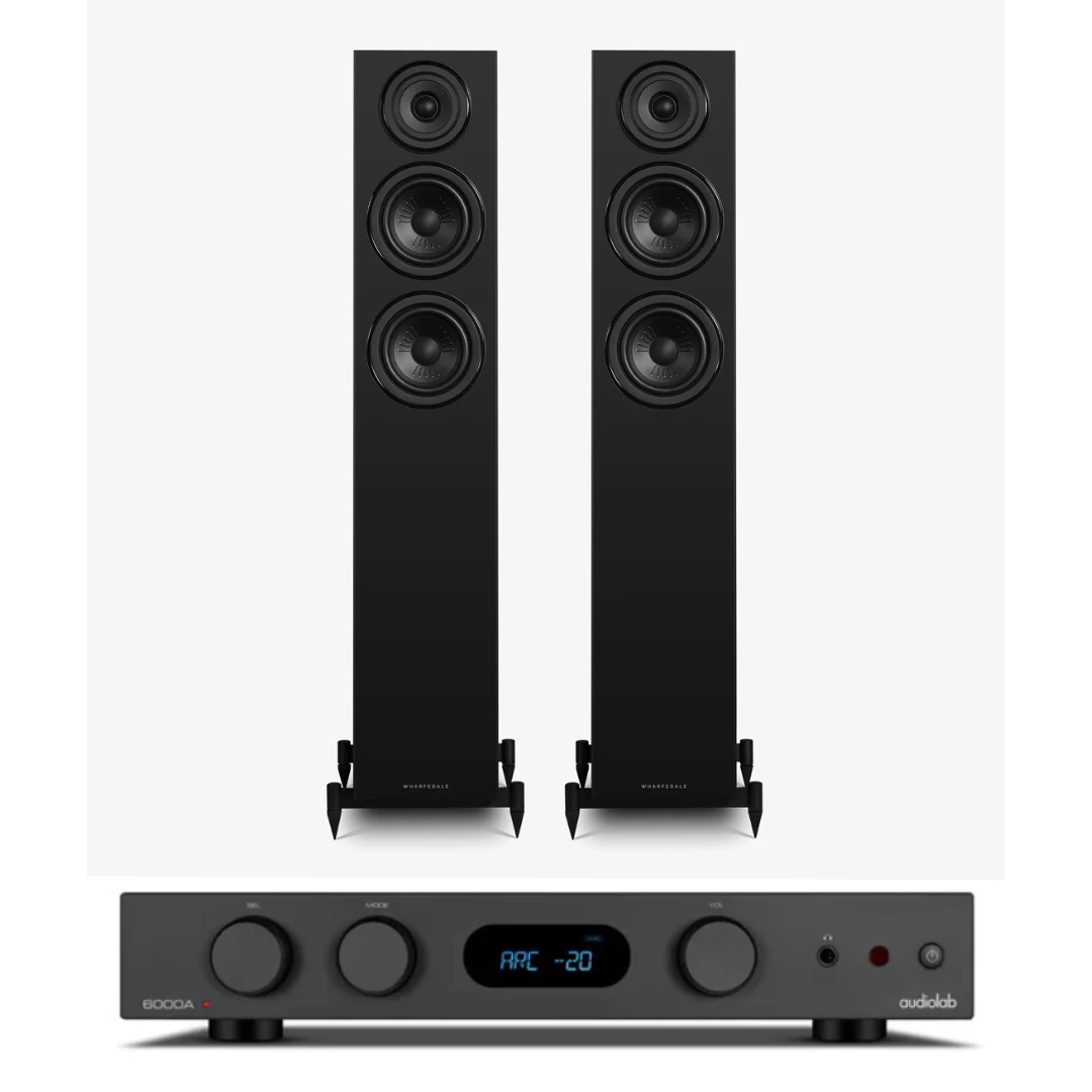 Audiolab 6000A MKII Integrated Amplifier (Black) + Wharfedale Diamond 12.3I Floorstand Speakers - Pair (Black)