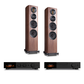 Audiolab 9000CDT CD Transport (Black) + Audiolab 9000A Integrated Amplifier (Black) + Wharfedale EVO4.3 Floorstanding Speakers - Pair (Brown)