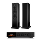 Audiolab 9000A Integrated Amplifier (Black) + Wharfedale Aura 4 Floorstanding Speakers - Pair (Black)