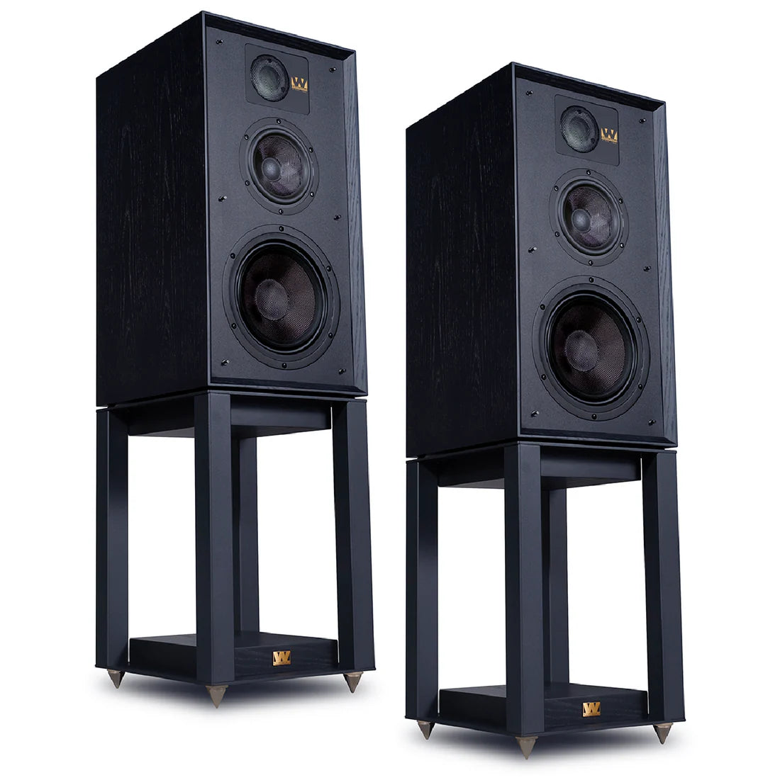 Wharfedale Linton 3-way standmount speaker with stands - Pair (Black) + Leak Stereo 230 Integrated Amplifier (Silver)