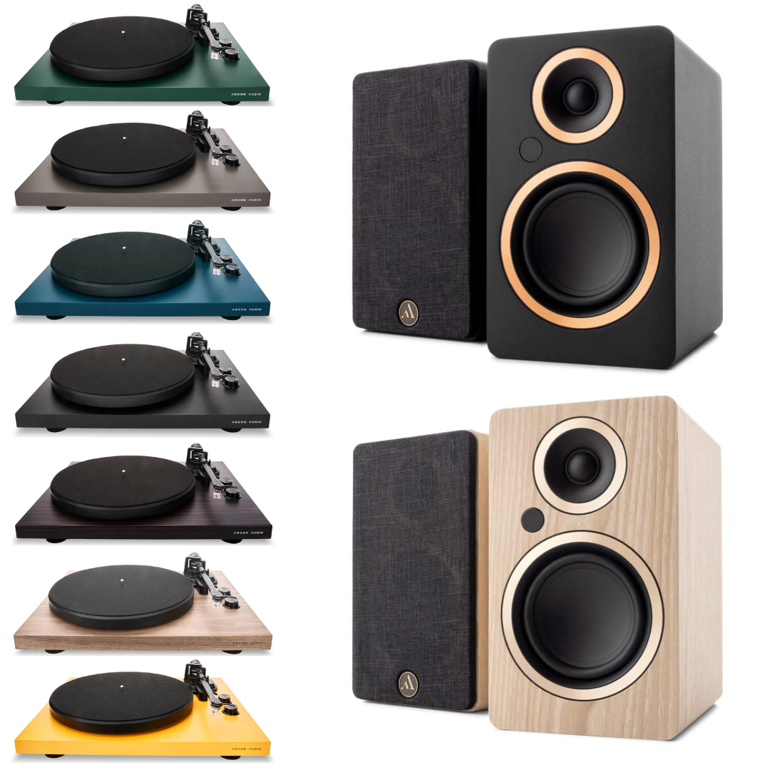Argon Audio Fenris A4 Active Bookshelf Speakers + Argon Audio TT MK2 Turntable