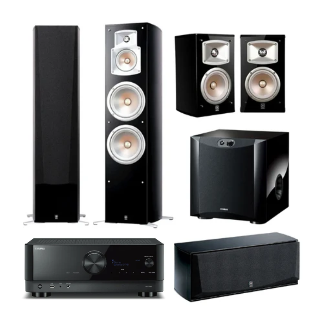 Yamaha NS-777 5.1 Home Theatre System (Black) + Yamaha RX-V6A 7.2 Channel AV Receiver (Black)