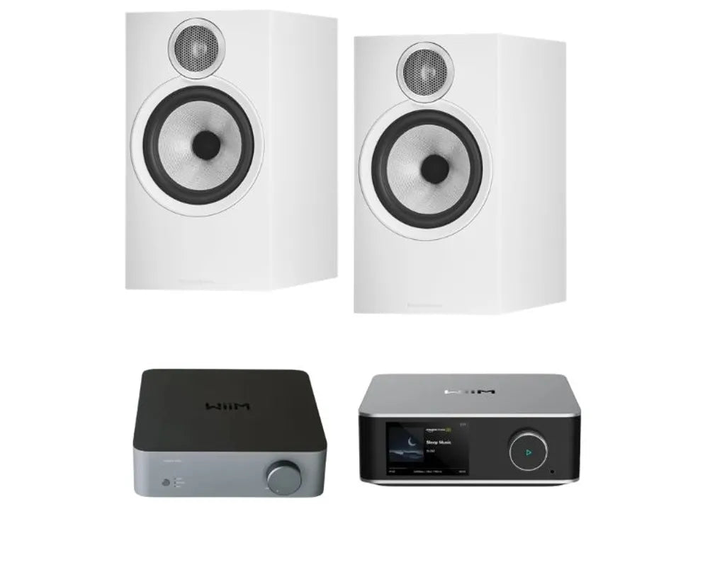 Bowers & Wilkins 606 S3 Bookshelf Speaker - Pair (White) + Wiim Ultra Streamer (Grey) + WIIM Vibelink Amp (Grey) (Copy)