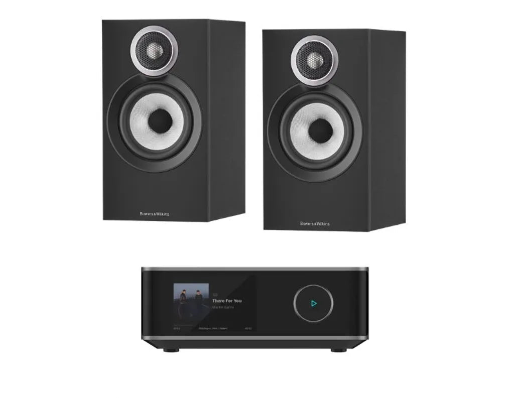 Bower & Wilkins 607 S3 Bookshelf Speakers - Pair (Black) + WiiM Amp Ultra Streaming Amplifier (Grey)