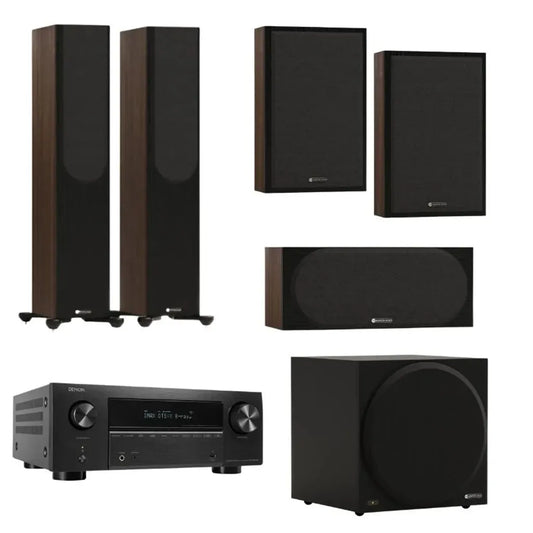 Monitor Audio Bronze 300 7G 5.1 Home Theatre System (Walnut) + Denon AVC-X3800H AV Receiver (Black) (Copy) (Copy)