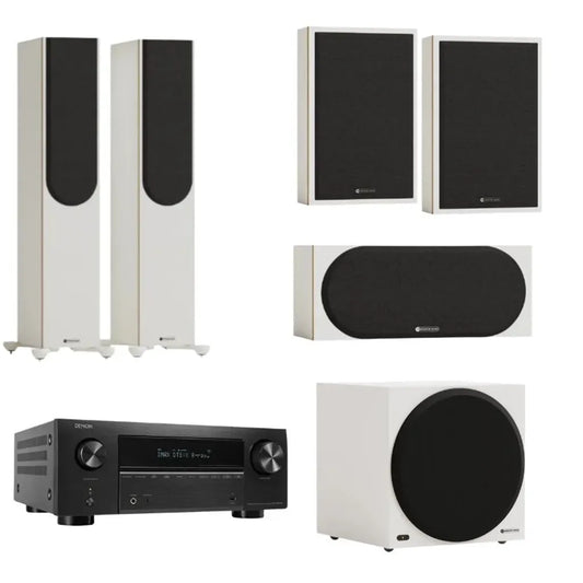 Monitor Audio Bronze 300 7G 5.1 Home Theatre System (White) + Denon AVC-X3800H AV Receiver (Black) (Copy)