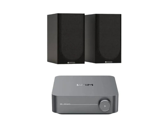 Monitor Audio Bronze 50 7G Bookshelf Speaker - Pair (Black) + WiiM Amp Pro Multiroom Streaming Amplifier (Silver)