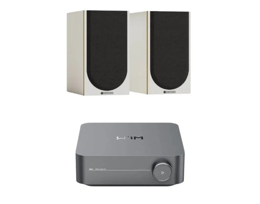 Monitor Audio Bronze 50 7G Bookshelf Speaker - Pair (White) + WiiM Amp Pro Multiroom Streaming Amplifier (Silver)