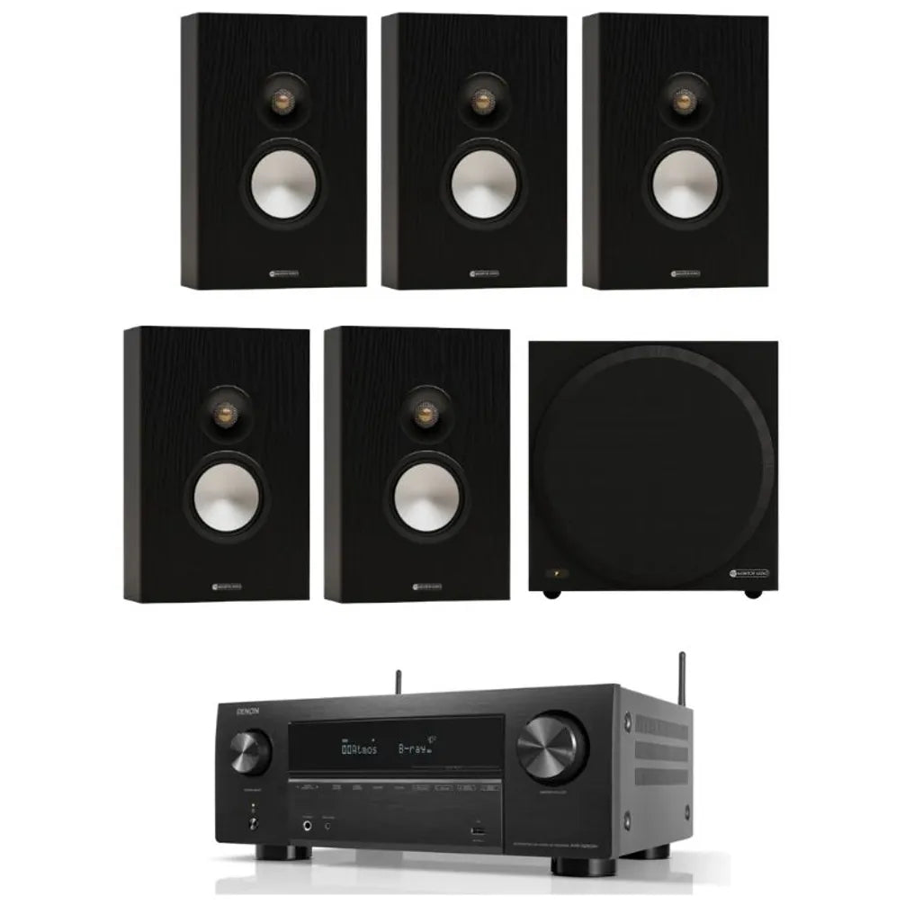 Monitor Audio Bronze 7G On-Wall Home Theatre System (Black) + Denon AVR-X2800H AV Receiver (Black)