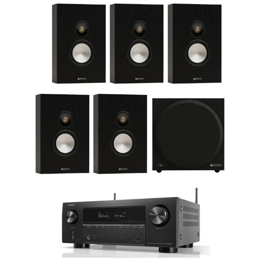 Monitor Audio Bronze 7G On-Wall Home Theatre System (Black) + Denon AVR-X2800H AV Receiver (Black)