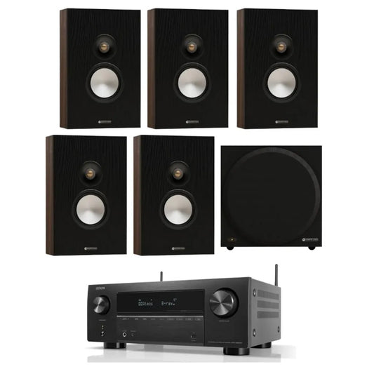 Monitor Audio Bronze 7G On-Wall Home Theatre System (Walnut) + Denon AVR-X2800H AV Receiver (Black)
