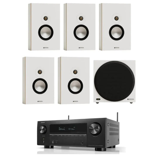 Monitor Audio Bronze 7G On-Wall Home Theatre System (White) + Denon AVR-X2800H AV Receiver (Black)