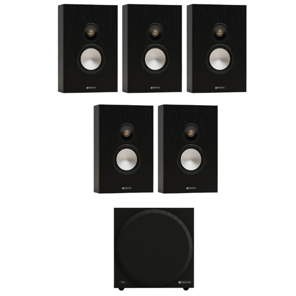 Monitor Audio Bronze 7G On-Wall Speaker (Black) x5 + Monitor Audio Vestra W10 Subwoofer (Black)