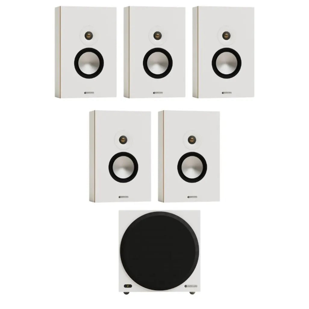 Monitor Audio Bronze 7G On-Wall Speaker (White) x5 + Monitor Audio Vestra W10 Subwoofer (White)