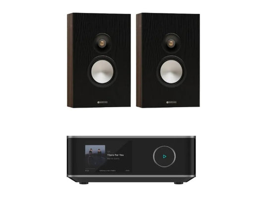 Monitor Audio Bronze 7G On-Wall Speaker - Pair (Walnut) + WiiM Amp Ultra Streaming Amplifier (Grey) (Copy)