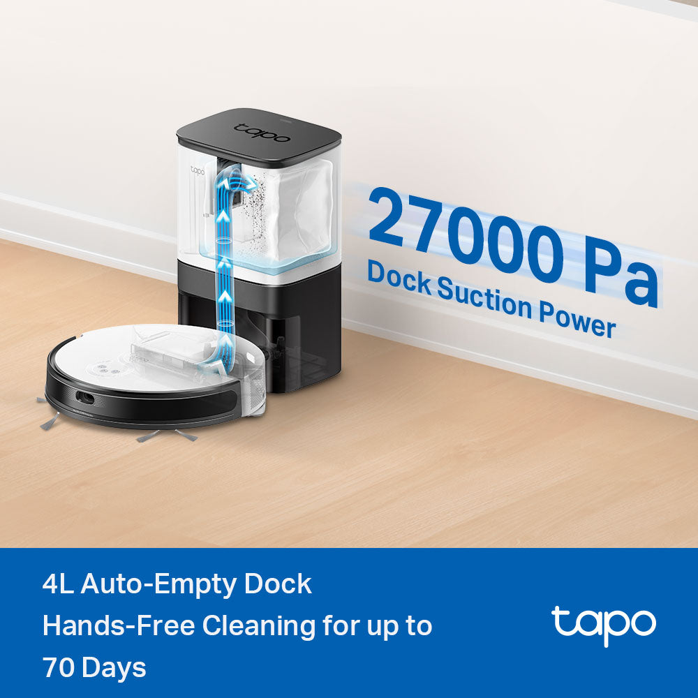 TP-LINK TAPO RV20 MOP PLUS | MAGSLIM LIDAR NAVIGATION ROBOT VACUUM AND MOP PLUS SMART AUTO-EMPTY DOCK