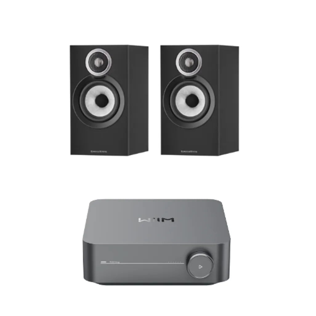 Bowers & Wilkins 607 S3 Bookshelf Speakers - Pair (Black) + WiiM Amp (Grey)