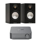 Monitor Audio Bonze 50 7G Bookshelf Speaker - Pair (Black) + WiiM Amp (Grey)